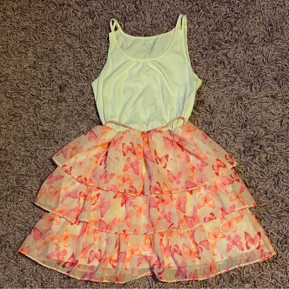 Childrens Place layered butterfly dress M 7/8